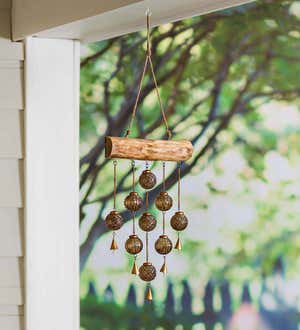 Glass and Driftwood Hanging Garden Bells