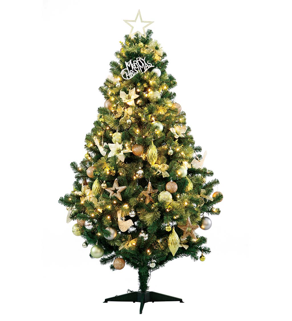 Winter Wonderland Complete Christmas Tree Kit with 150 Lights and 120 Decorations, 6'H