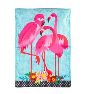Linen Flamingo Garden Flag