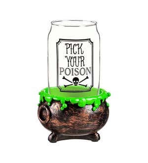 Beer Glass with Polyresin Cauldron Coaster