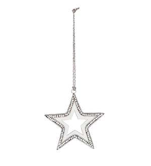 Snowflake and Star Beaded Metal Ornaments, Set of 2