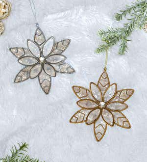 Pearlescent Snowflake Christmas Tree Ornaments, Set of 2