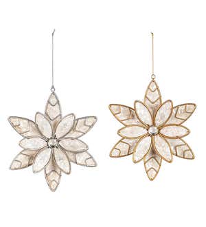 Pearlescent Snowflake Christmas Tree Ornaments, Set of 2