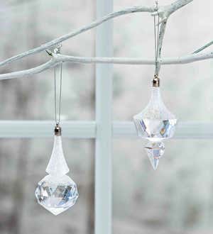Faceted Teardrop Christmas Tree Ornaments, Set of 2