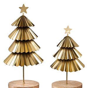 Gold Tiered Christmas Trees, Set of 2