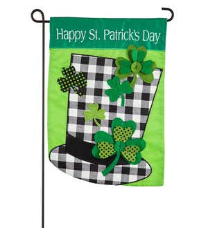 Plaid St. Patrick’s Day Hat Appliqué Garden Flag