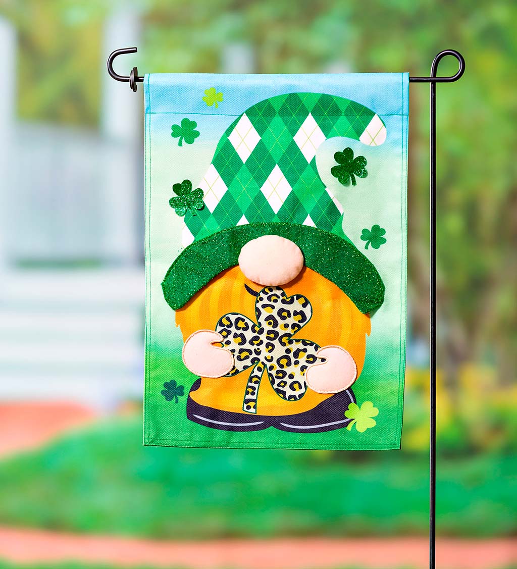 St. Patrick’s Patterned Gnome Burlap Garden Flag
