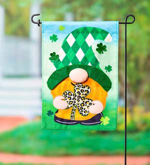 St. Patrick’s Patterned Gnome Burlap Garden Flag