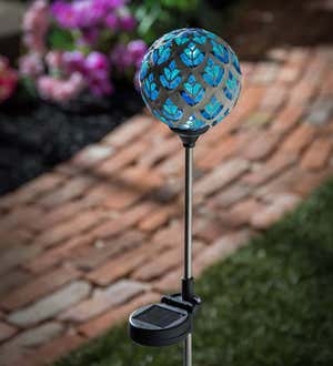 22"H Solar Mosaic Globe Garden Stake