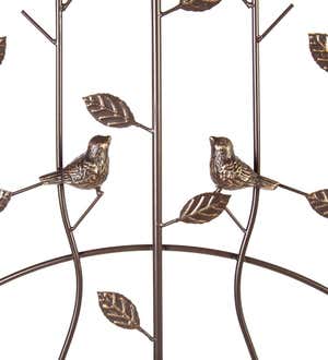 Birds and Leaves Open Metal Garden Trellis