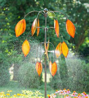 Misting Wind Spinner with Whirling Leaves