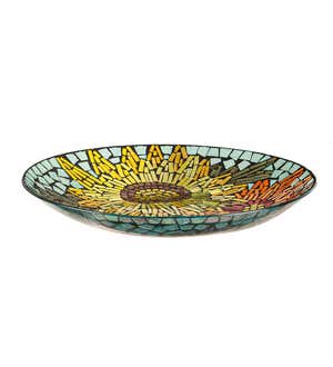 Glass Mosaic Birdbath with Sunflowers