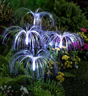 Fiber Optic Garden Stake with RGB Lights, Set of 4