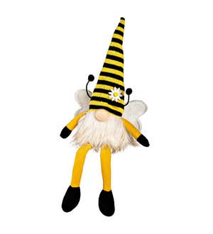 Fabric Sitting Bumblebee Gnomes with LED Body Table Decor, Set of 2