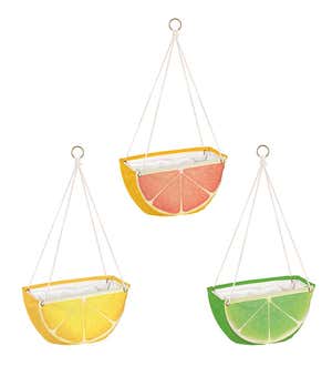 Citrus Fruit Hanging Fabric Planters, Set of 3