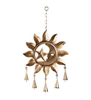 Golden Metal Sun, Moon and Star Wind Chime