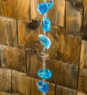 Blue Beaded Glass Rain Chain