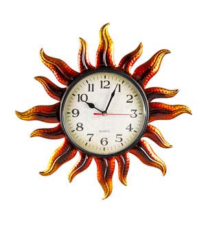 Metal Sun-Shaped Wall Clock
