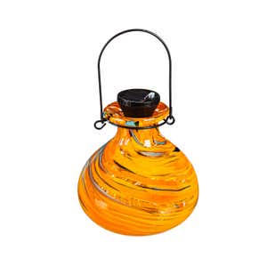 Swirl Art Glass Solar Lantern, Small