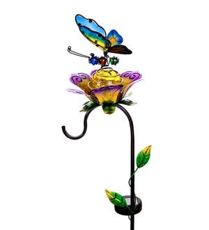 Solar Insect and Flower Shepherds' Hook Garden Stake