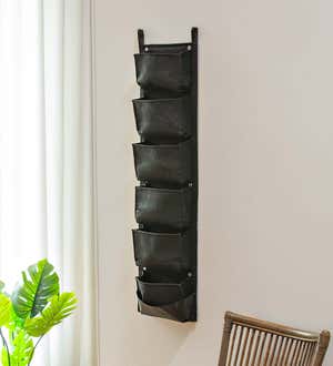 Black Hanging Vertical Wall Planter with 6 Pockets