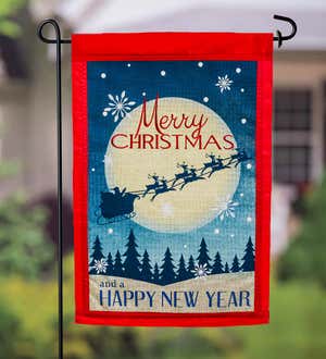 Merry Christmas & Happy New Year Suede Garden Flag
