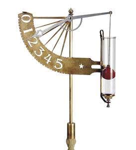 Brass Jeffersonian Float-and-Lever Rain Gauge with Mounting Stake