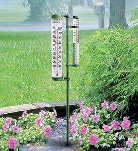 Acurite™ Rain Gauge and Thermometer on Pole