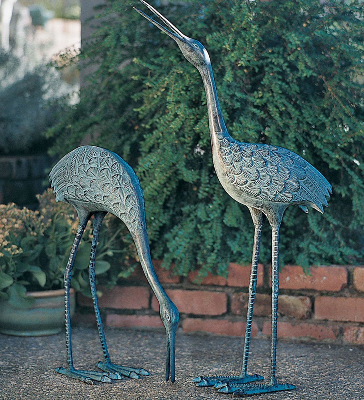 Hand-cast Brass Courting Cranes