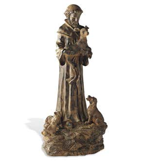 Hand-Finished Woodlike St. Francis Garden Statue