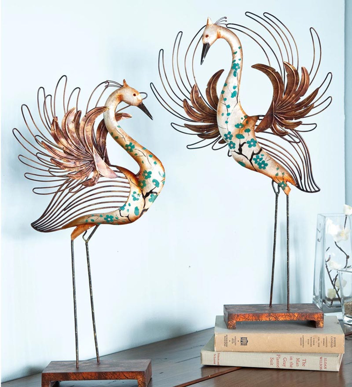 Heron Capiz Tabletop Sculpture Pair