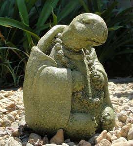 Medium Meditating Turtle Garden Stone Sculpture - Mossy