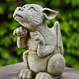Cast Stone Begging Baby Dragon Garden Statue
