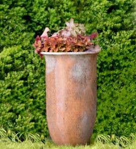 Tall Rust-Colored Stone Planter