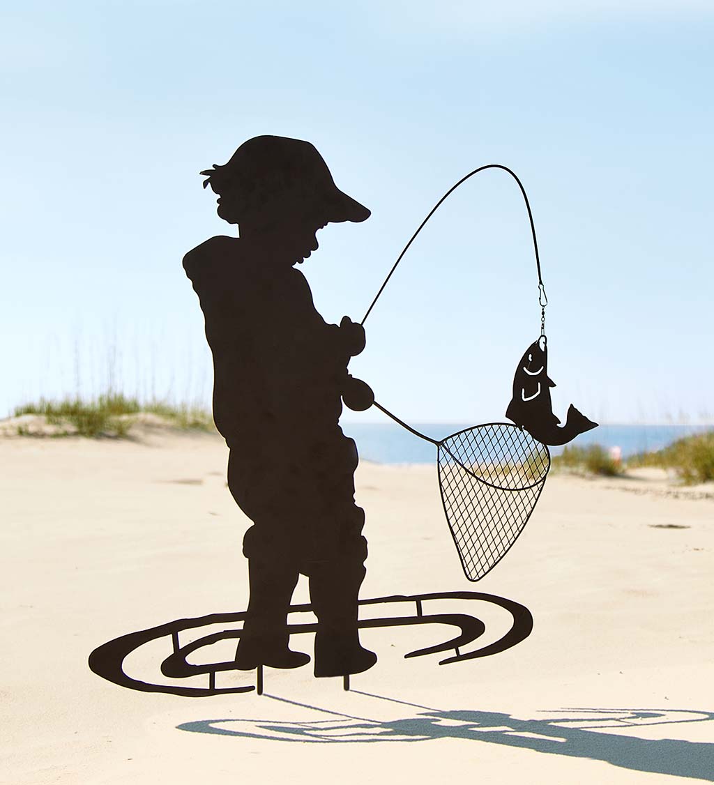 Boy Fishing Garden Stake - Free 2 Day Delivery