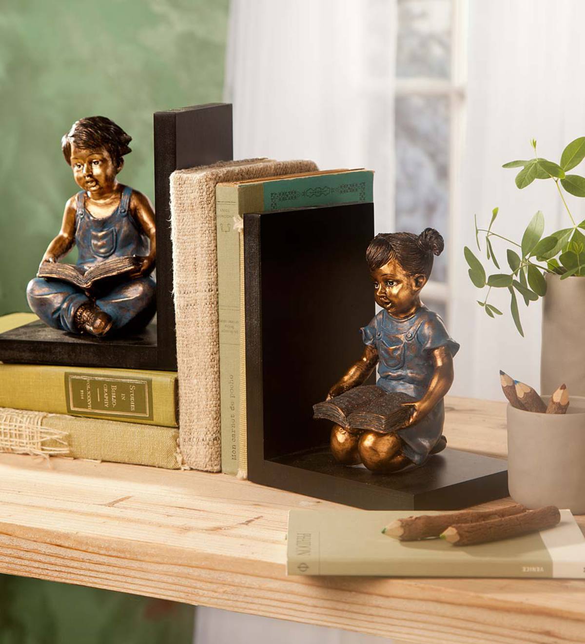 Seated Children Bookends