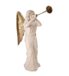 Large Holiday Angel with Trumpet Statue