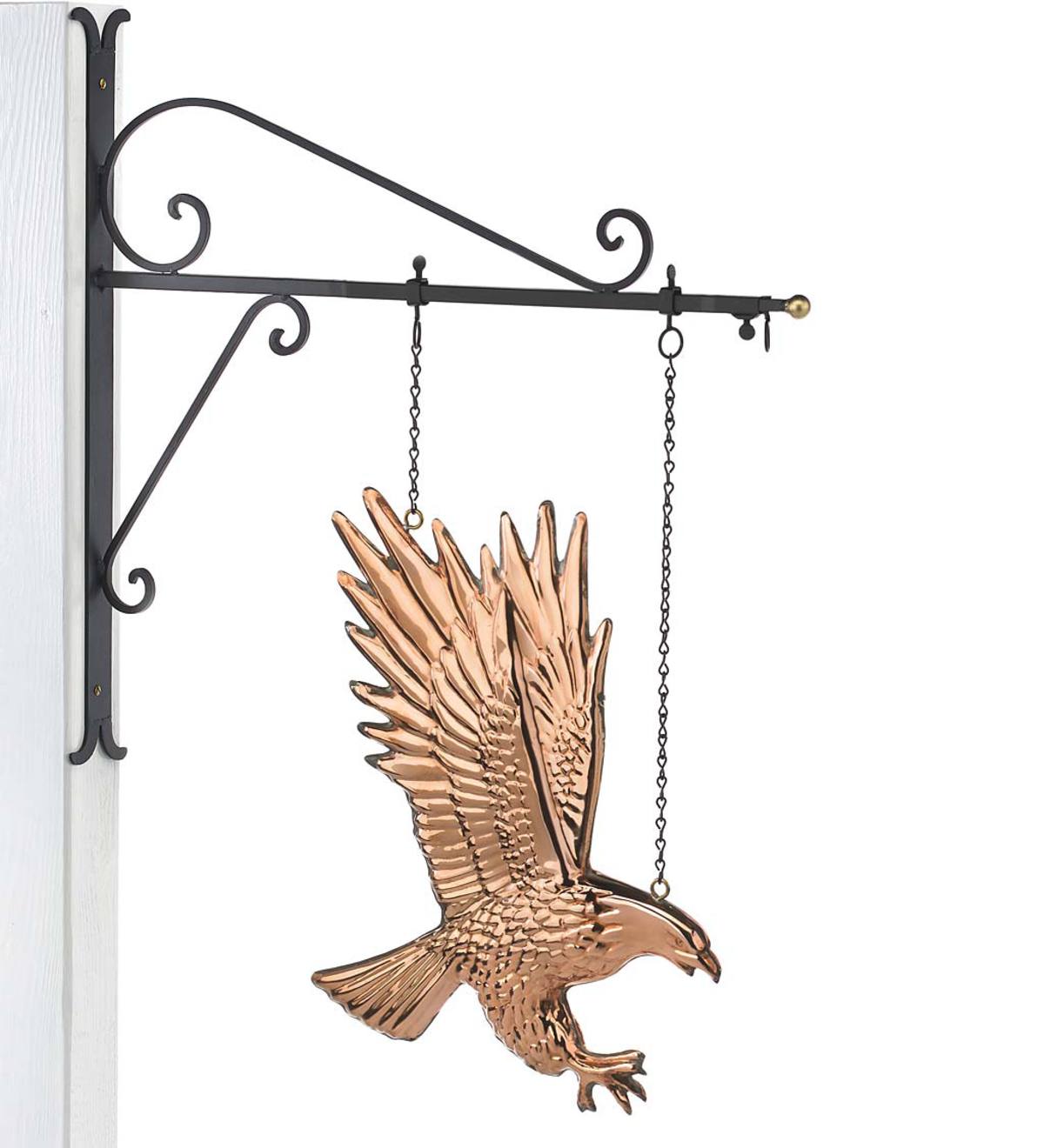 Hanging Copper Bald Eagle with Decorative Bracket