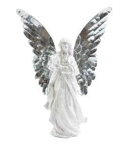 Angel with Metal Wings Statue