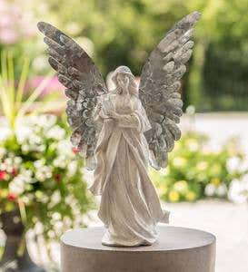 Angel with Metal Wings Statue