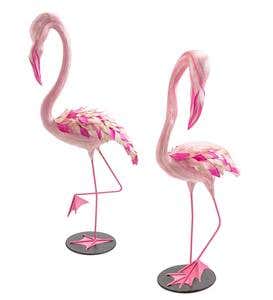 Laminated Abaca-Fiber Flamingo Sculptures