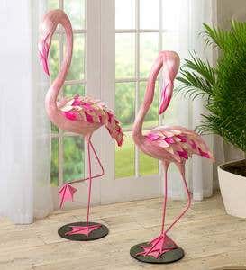 Laminated Abaca-Fiber Male Flamingo Sculpture