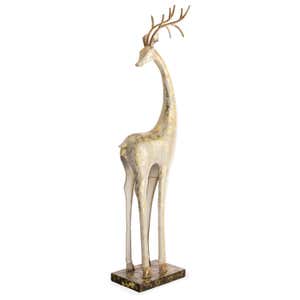Gold and White Painted Iron Deer Statues, Set of 2