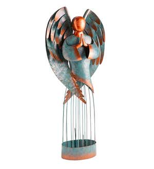 Handcrafted Large Metal Garden Angel in Copper and Verdigris Finishes
