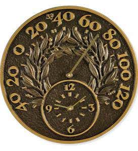 Bay Leaf Thermometer/Clock - Bronze