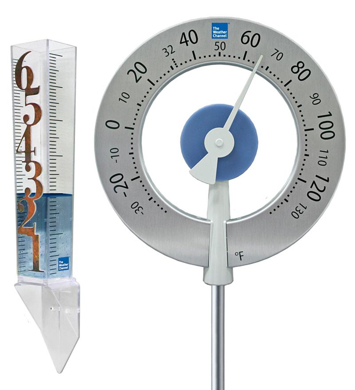 The Weather Channel® Analog Garden Thermometer Stake And Patina Rain Gauge  Set by La Crosse Technology®
