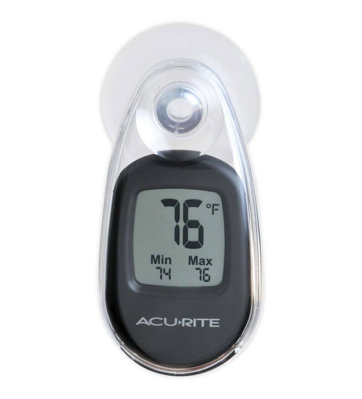 Indoor/Outdoor Digital Thermometer with Suction Cup Window Mount - Black
