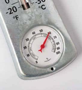 Set of Two Indoor/Outdoor Analog Thermometers with Hygrometers to Measure Temperature and Humidity