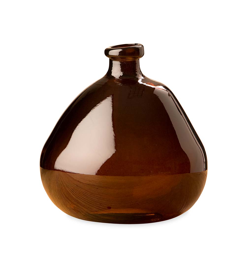 Handcrafted Spanish Eco-Friendly Recycled Glass Vase - Brown
