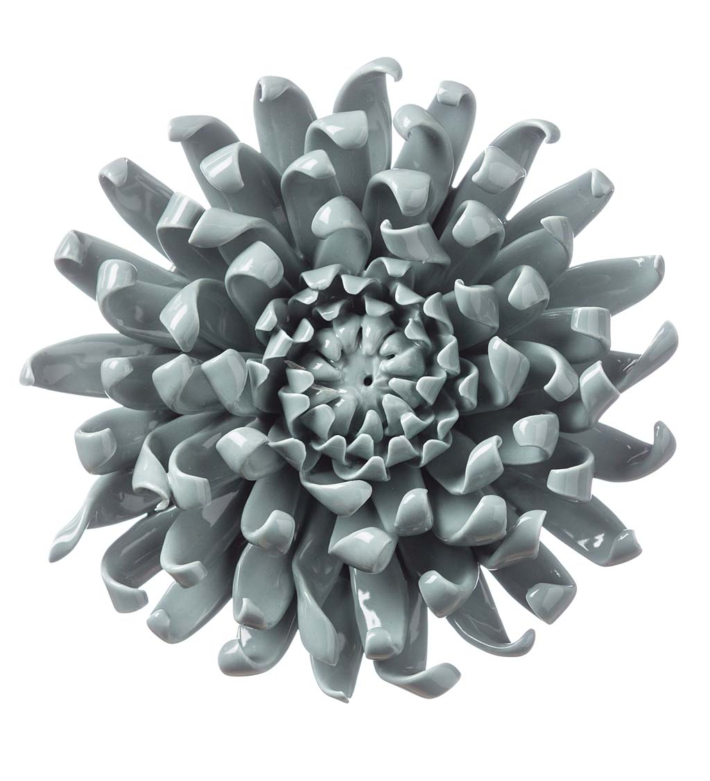 Handcrafted Ceramic Flower Wall or Tabletop Sculpture - Gray